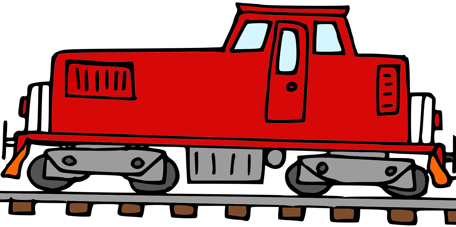 Autorská ilustrace červená lokomotiva vlak Hravé stroje